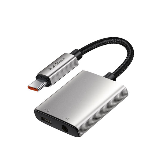 Adaptador de áudio Mcdodo 2 em 1 USB-C para USB-C + DC3,5 mm 