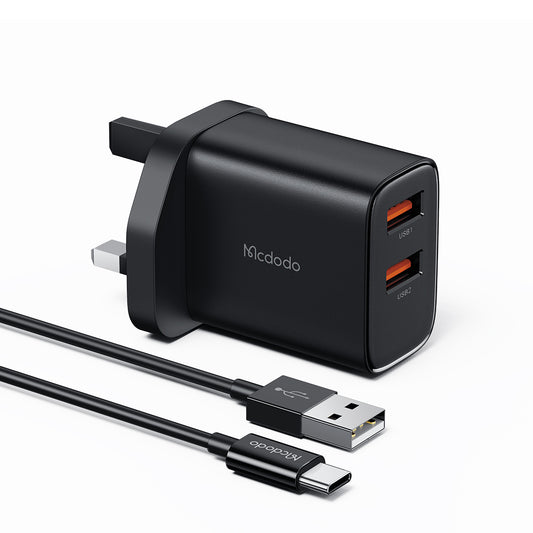 Mcdodo 479 12W Dual USB Charger with USB C Cable (UK plug)
