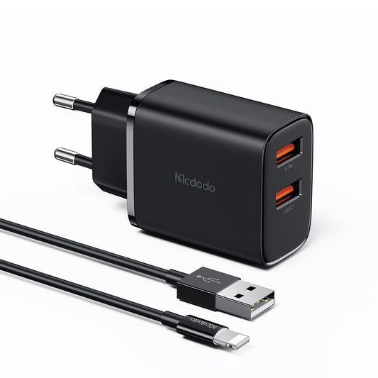 Carregador USB duplo Mcdodo 12W com cabo Lightning (plugue UE) 
