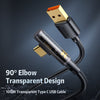 Mcdodo 338 6A Type-C Elbow Transparent Data Cable 1.2m 1.8m
