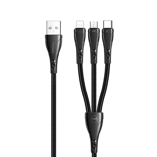 Mcdodo Mamba Series 3 in 1  Lightning+Micro USB+Type-c Cable  1.2m