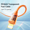 Mcdodo Amber Series Type-C to Lightning 36W Transparent Data Cable 1.2m 1.8m