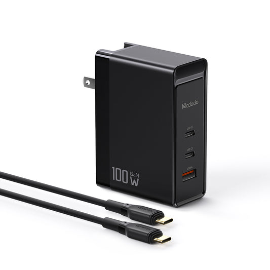 Mcdodo 100W GAN Dual Type-C + carregador rápido USB + conjunto de cabos C para C (plugue americano)